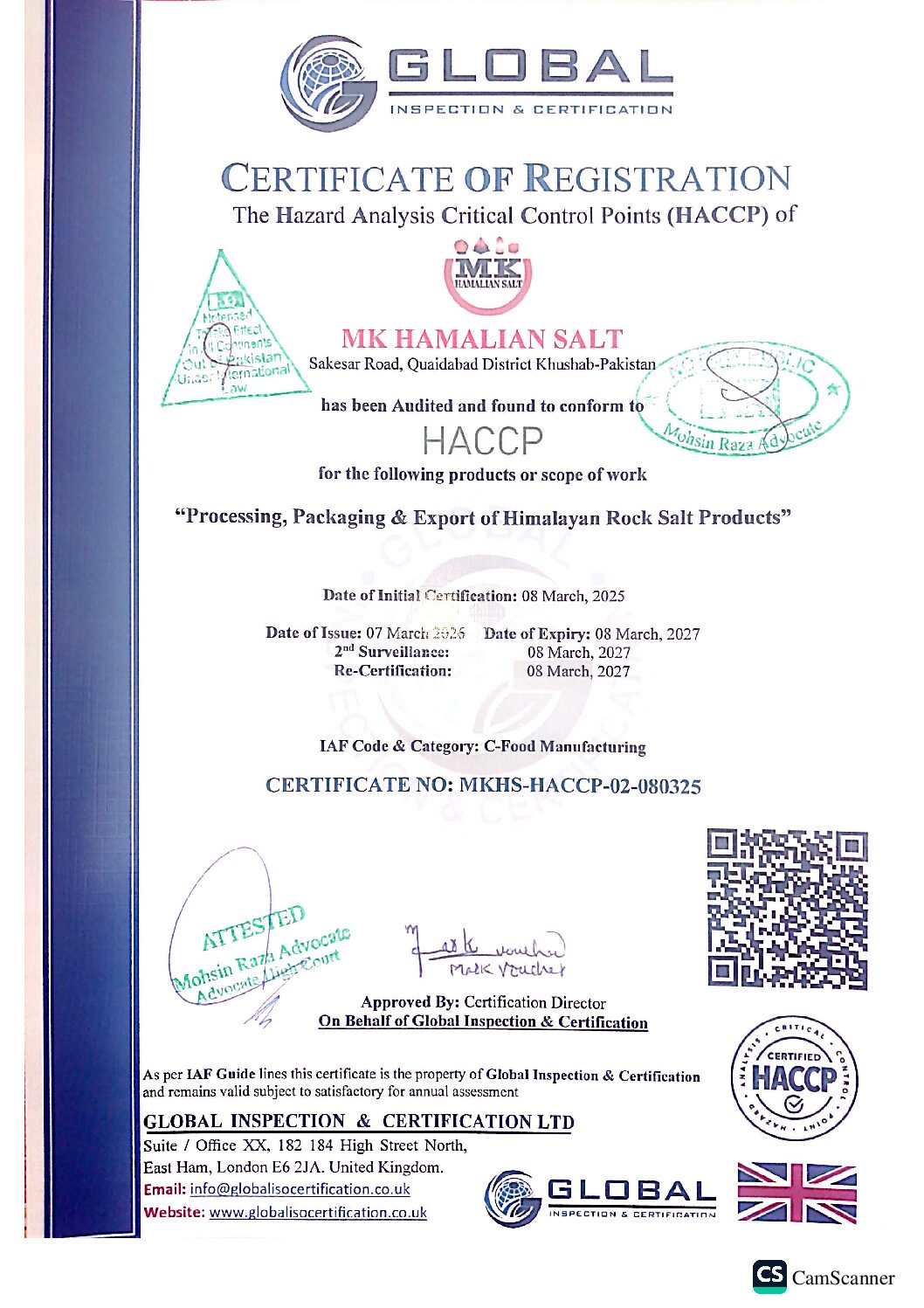 HACCP Certified – Food Safety Management