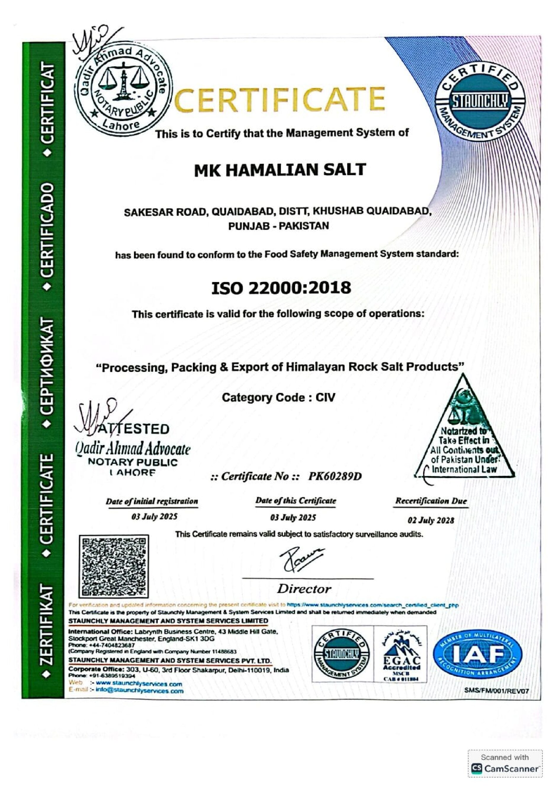 ISO 22000 Certification